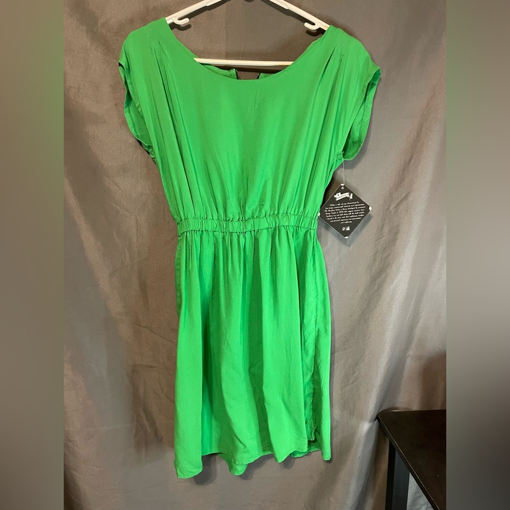 Elegant Bebop sleeveless boho gypsy pheasant Green hippie mini Dress